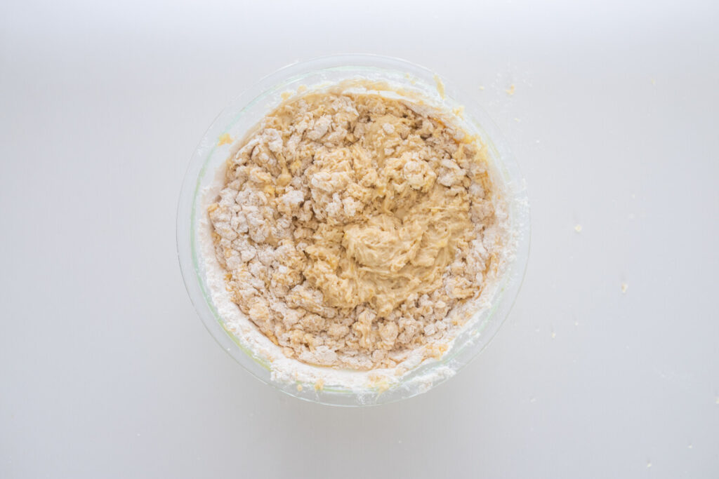Picture of Banana Bread Ingredients mixed together in a bowl 