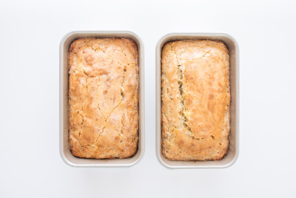 Baked Banana Bread in bread pans