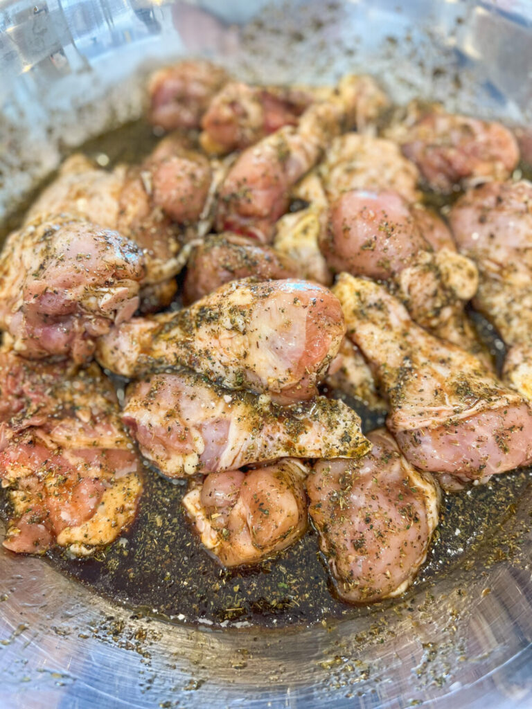 Meat Marinating with bone-in chicken